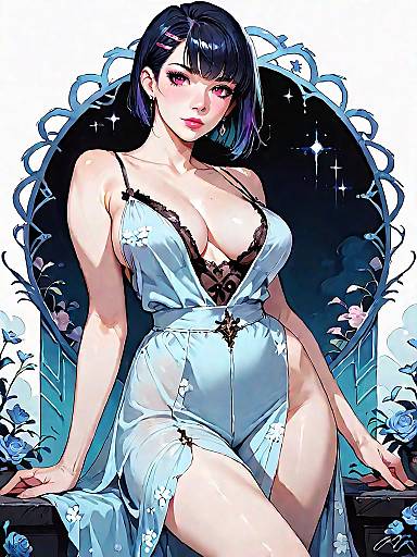 Dark Fantasy Woman in Satin Romper