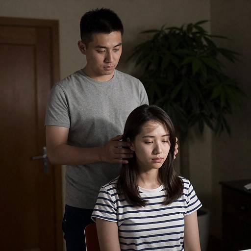 Tender Moment in Dim Lighting