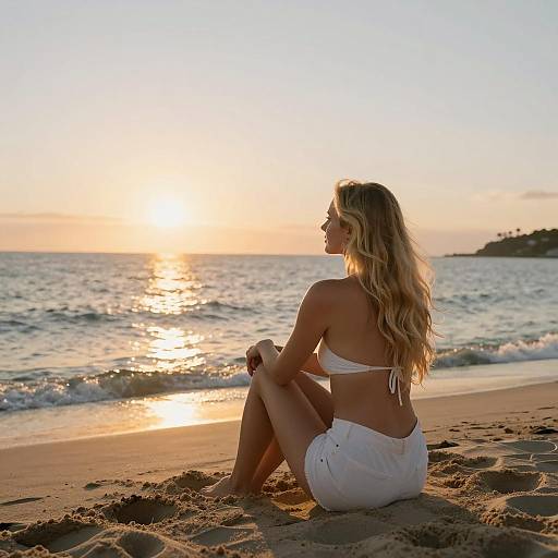 Sunset Beach Bliss with Blonde Woman