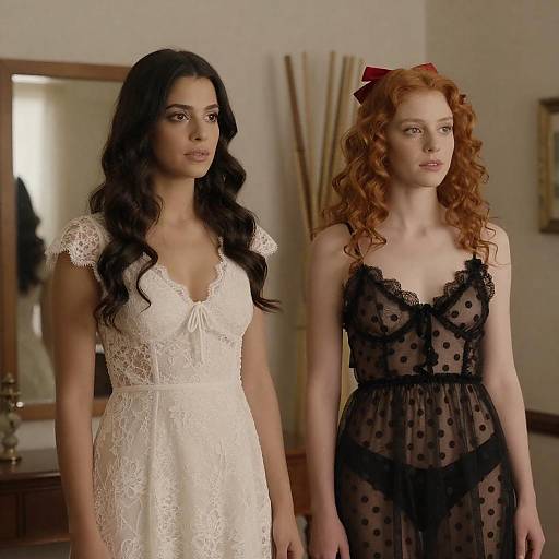 Elegant Portrait of Two Women in a Room