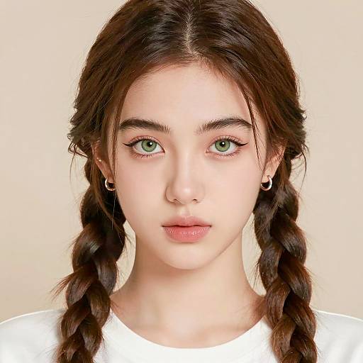 Portrait of Young Woman with Braided Hair