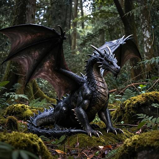 Smoky Gray Dragon in Forest