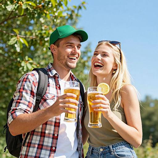 Joyful Couple Enjoying Summer Outdoors