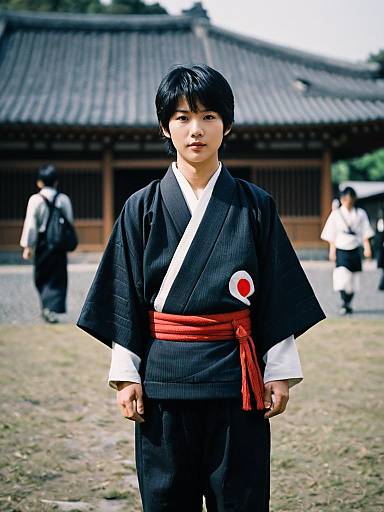 Young Asian Boy in Traditional Japanese Attire