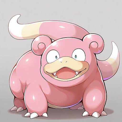 Illustration of Slowpoke, pokemon in the style of Tanaka kusao
