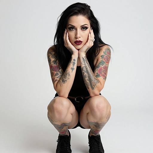 Tattooed Woman in Dramatic Portrait