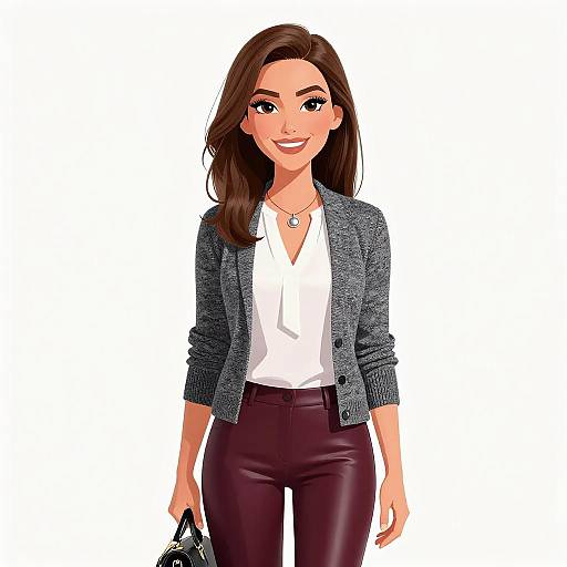 Smiling Woman in Business Casual Outfit