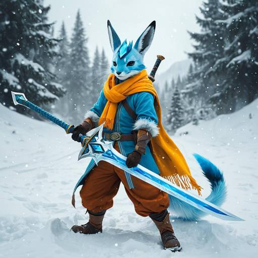 Glaceon-Human Hybrid Warrior in Snow