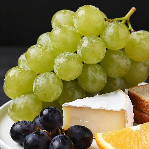 Glossy Grapes with Cheese and Bread