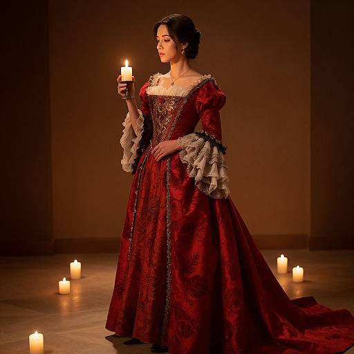 Elegant Woman in Candlelit Gown
