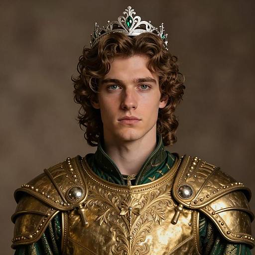 Elegant Young Prince in Medieval Armor