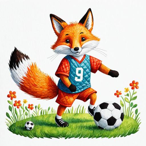 Cute Fox Playing Soccer Illustration