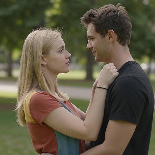 Couple Gazing at Each Other in Park