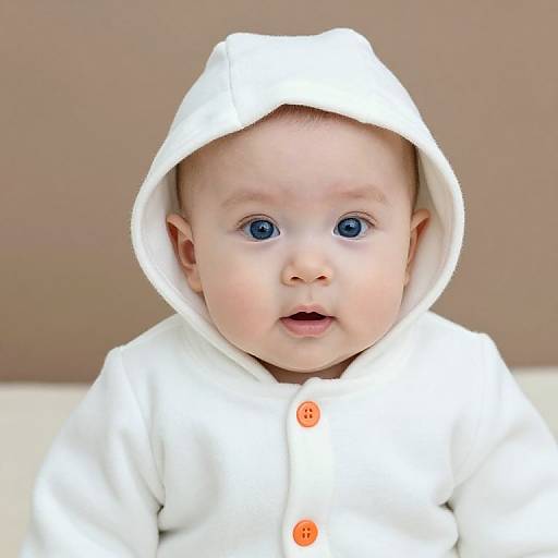 Adorable Baby in White Outfit