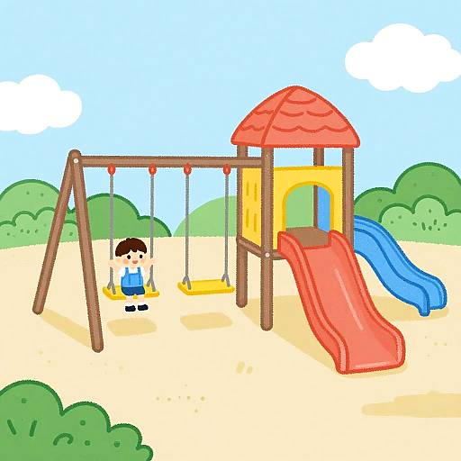 Childish Crayon Playground Drawing