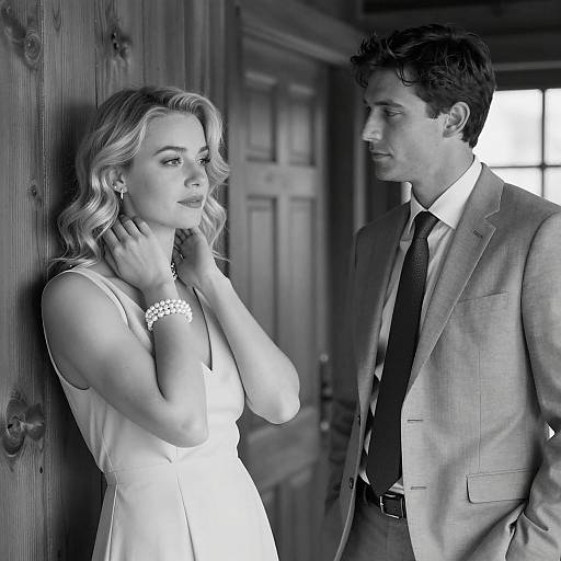 Elegant Couple: Black and White Portrait