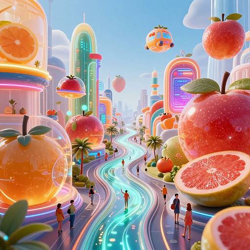 Frutopia Futuristic Translucent Cityscape
