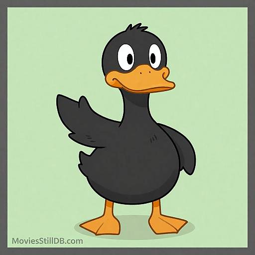Surprised Cartoon Duck in Bright Scene