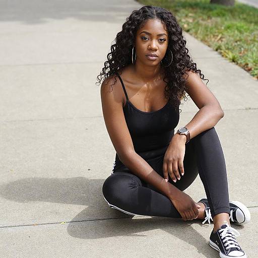 Young Black Woman Sitting Outdoors