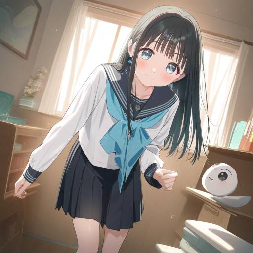 Illustration of Akebi komichi, akebi-chan no serafuku in the style of Tsukiman