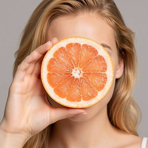 Blonde Woman Holding Grapefruit Slice