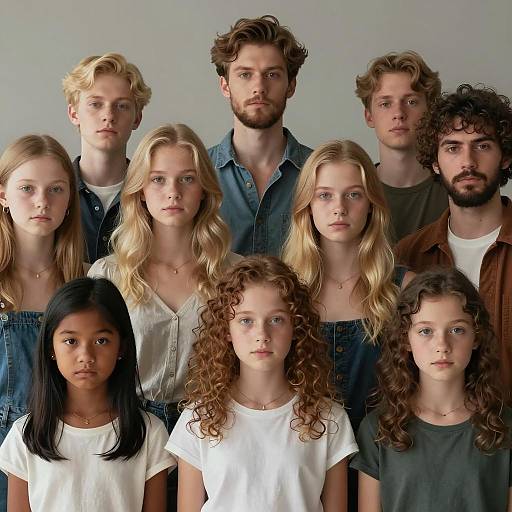 Group Portrait of Nine Diverse Young People