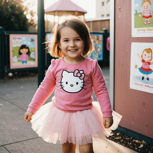 Smiling Toddler Girl in Pink Tutu Outdoors
