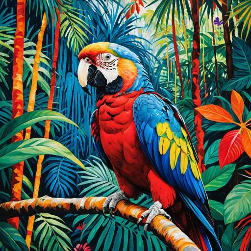Lively Parrot in Colorful Tropical Rainforest