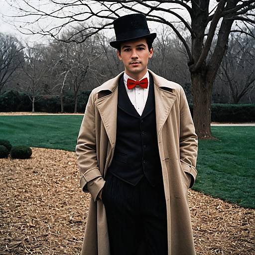 Man in Classic Mary Poppins Costume Outdoors