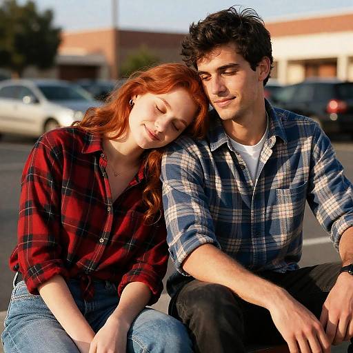 Couple in Warm Sunlight Outdoors