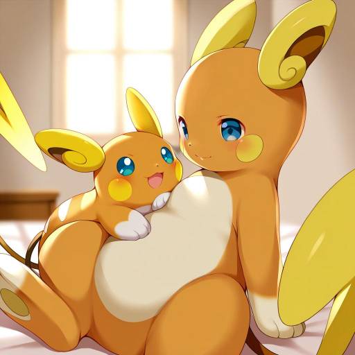 Illustration of Alolan raichu, pokemon in the style of Koi (koisan)