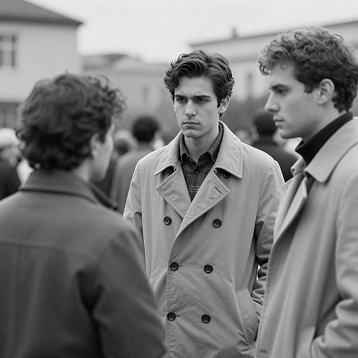 Serious Conversation Among Young Men Outdoors