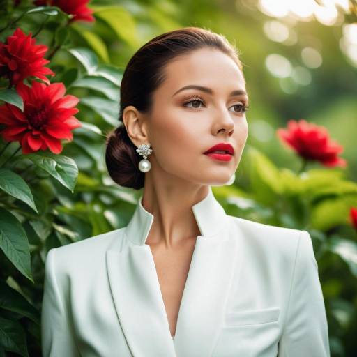 Elegant Woman in Nature's Colorful Embrace