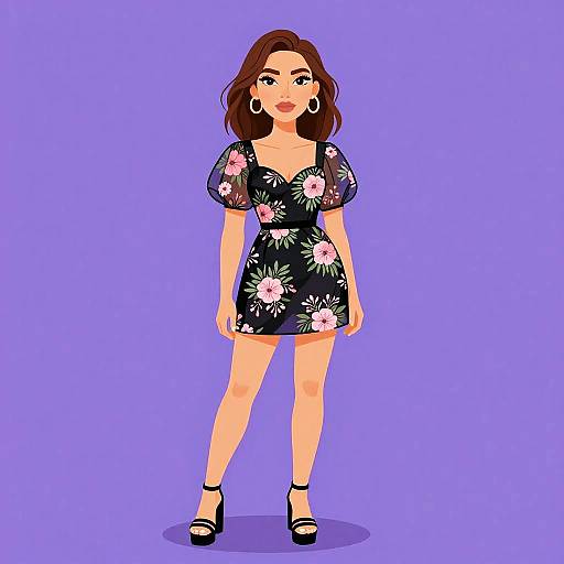 Boho-Chic Woman in Floral Dress