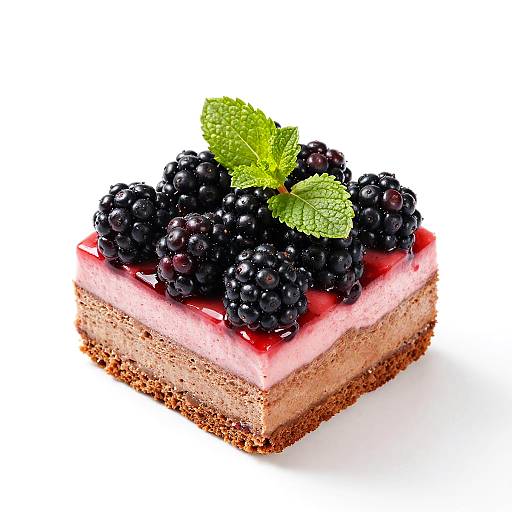 Square Berry Layered Dessert with Mint