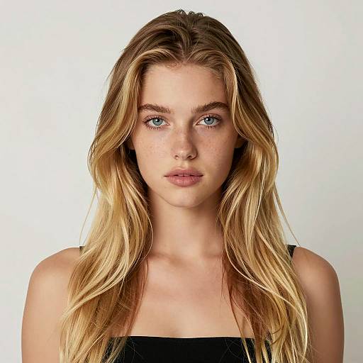 Portrait of Young Blonde Woman with Blue Eyes