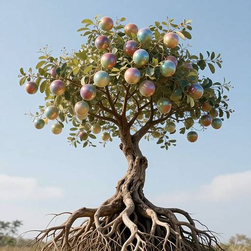 Skyward Roots with Iridescent Fruit