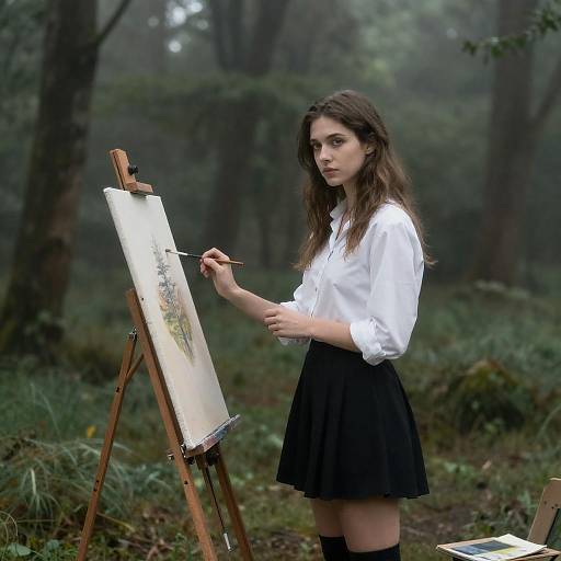 Misty Forest Artist with Intense Gaze
