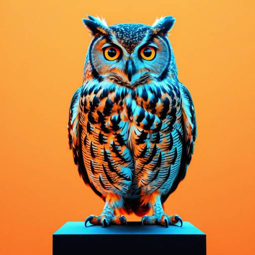Holographic Owl on Orange Gradient Background