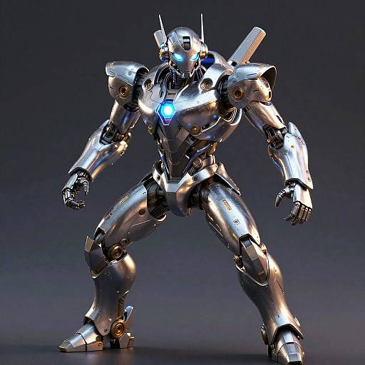 Photorealistic Glowing Robot Warrior