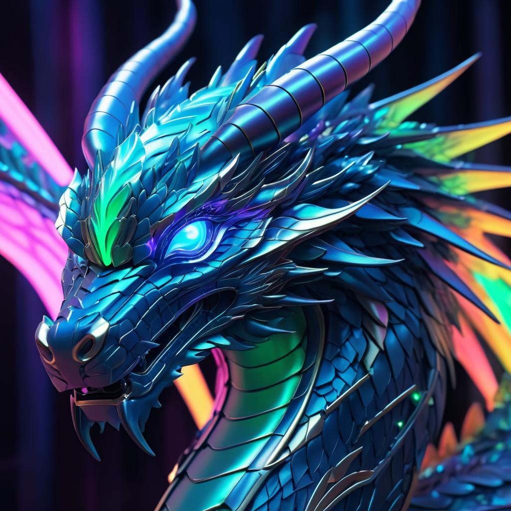 Luminous Cyberpunk Dragon in 3D