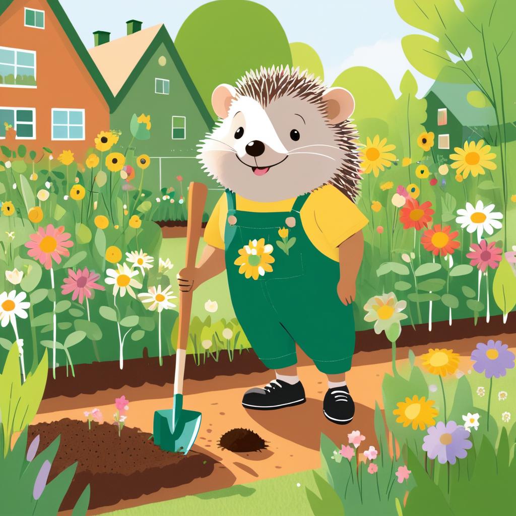 Hedgehog Gardening: A Whimsical Illustration