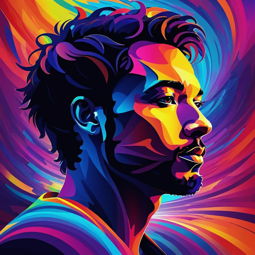 Vibrant Abstract Man Silhouette Portrait