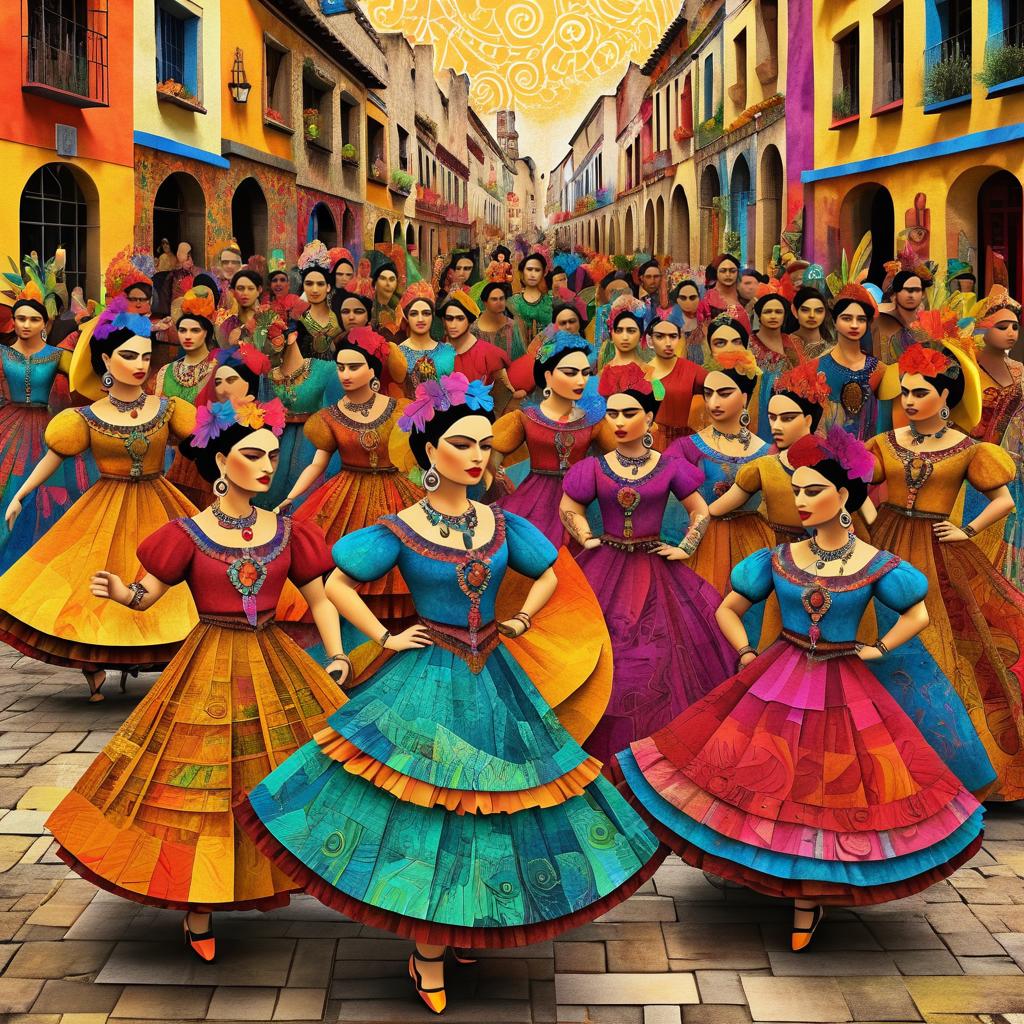 Vibrant Folk Art Street Festival Collage