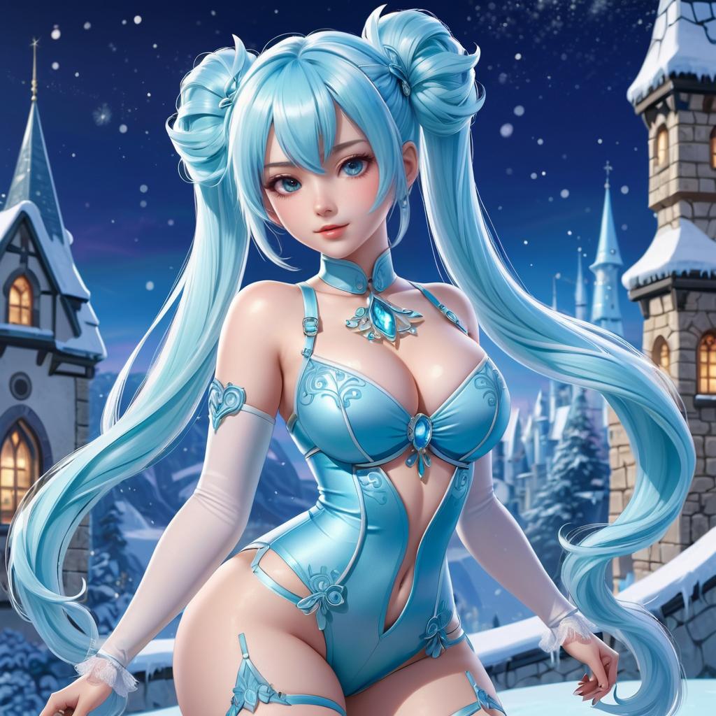 Enchanting Frosty Fantasy with Curvy Beauty