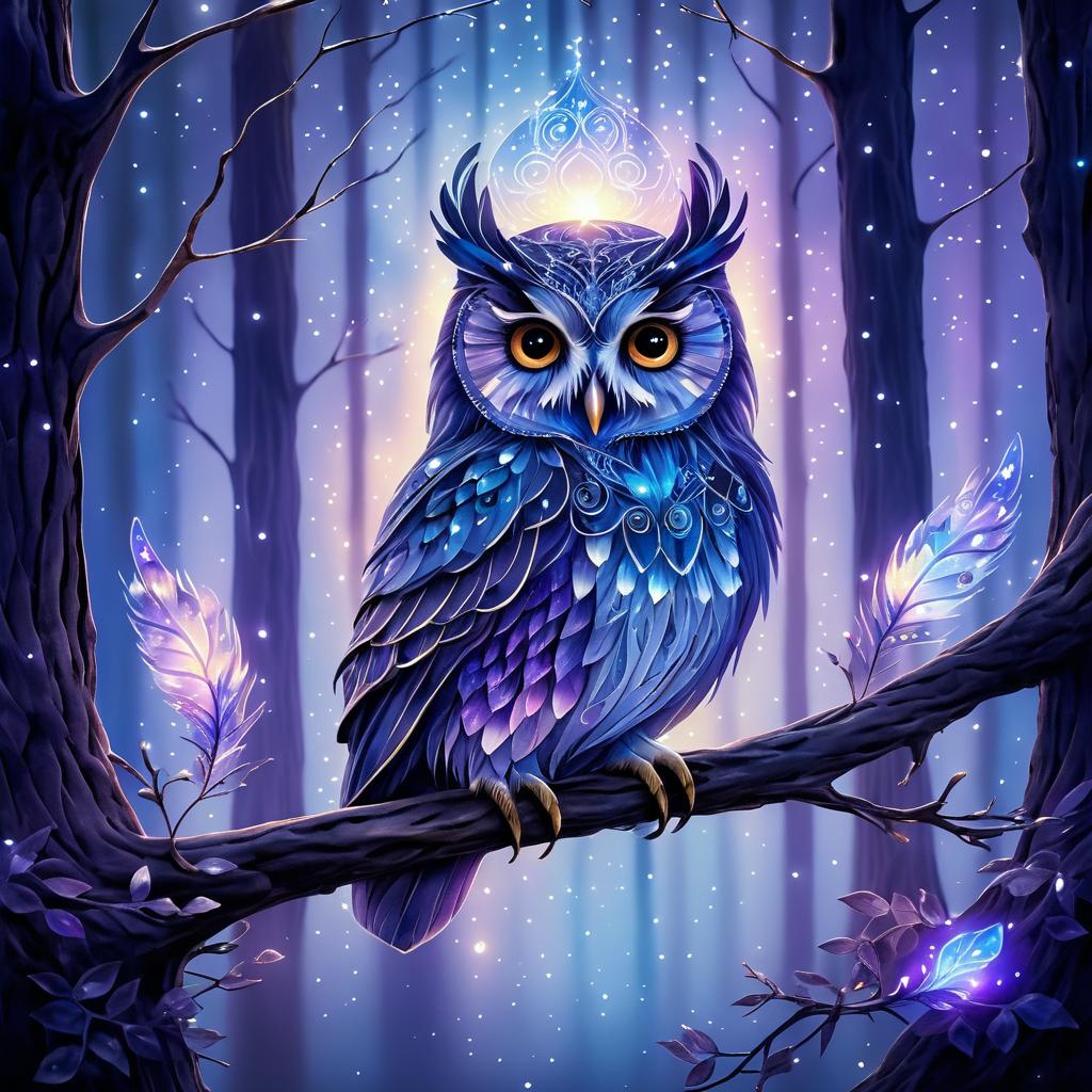 Enchanted Owl in Twilight Forest