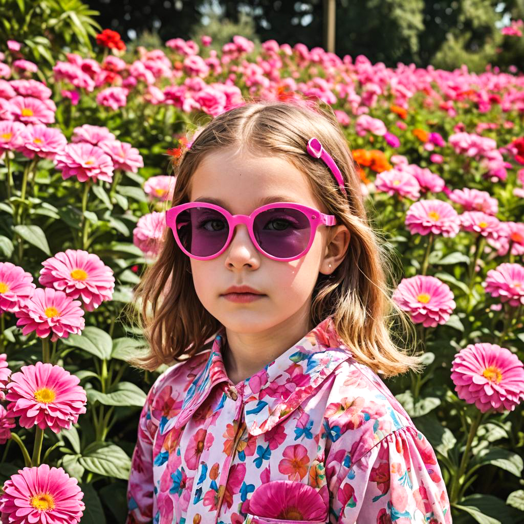 Girl in Oversized Sunglasses at Garden