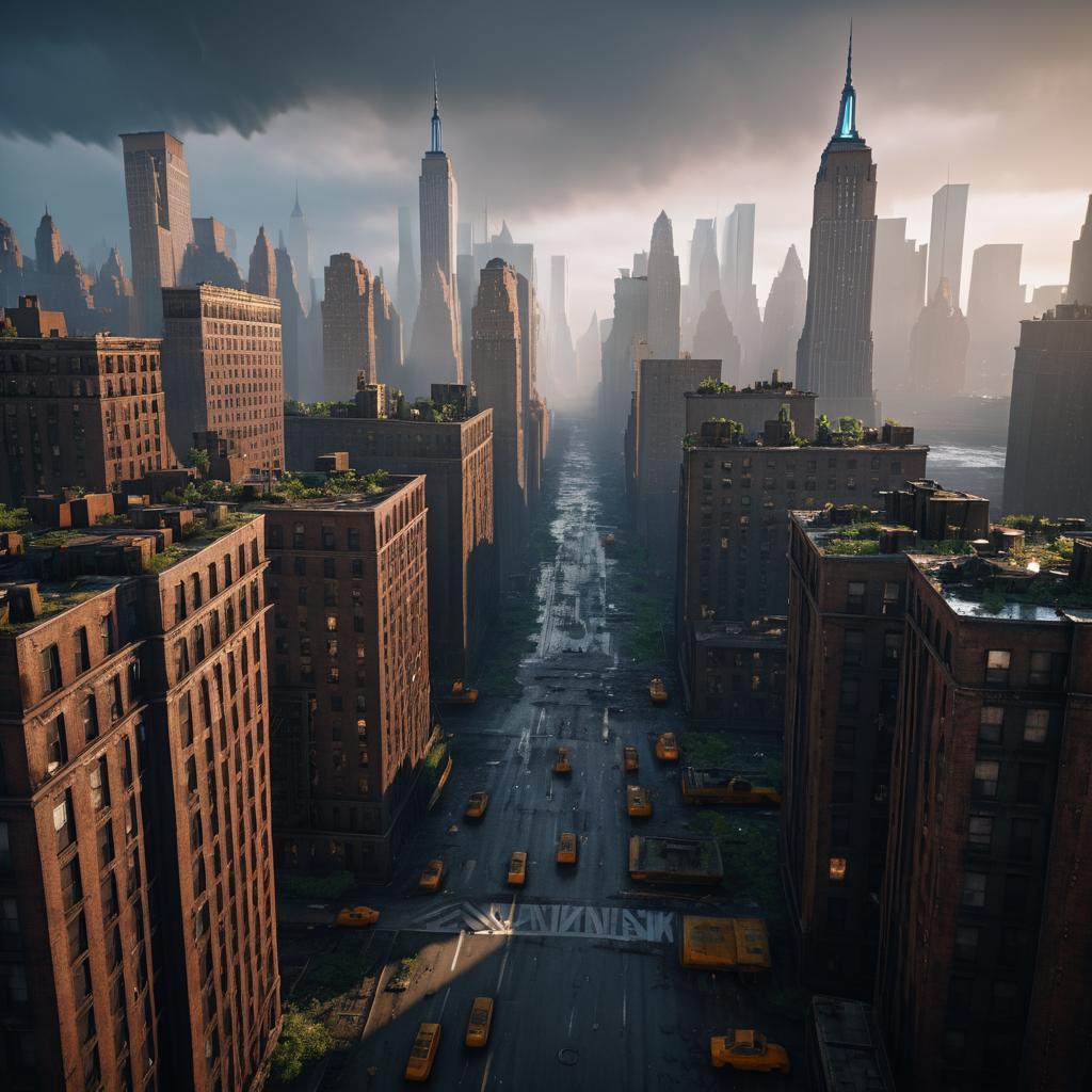 Cinematic Post-Apocalyptic New York Scene