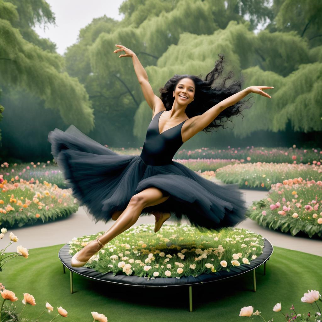 Joyful Dancer on a Trampoline