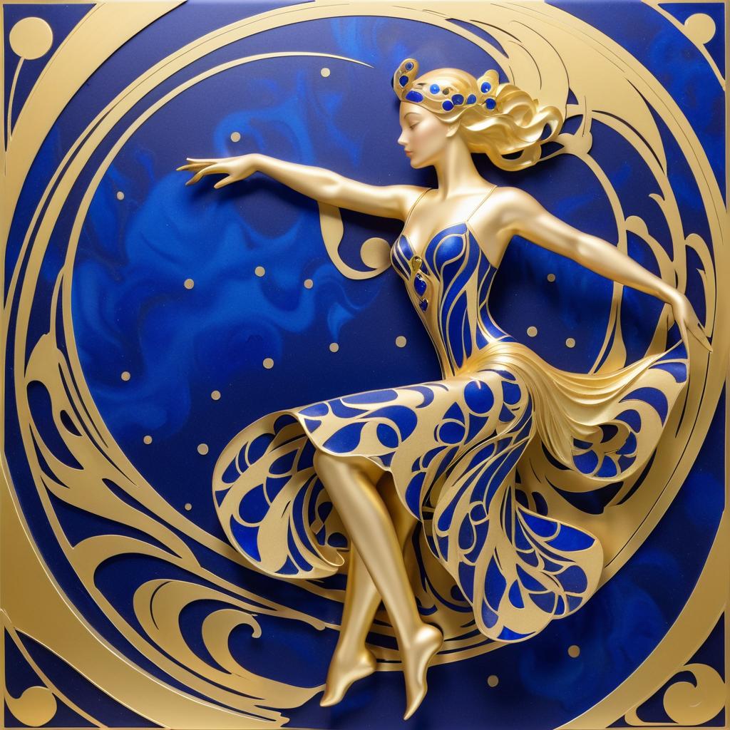 Art Nouveau Dancer with Gold Leaf Design